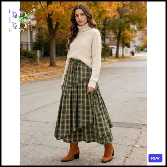 Maxi Skirt with Pockets A-Line Tiered Renaissance Pirate Costume Flowy - Picture 4 of 8